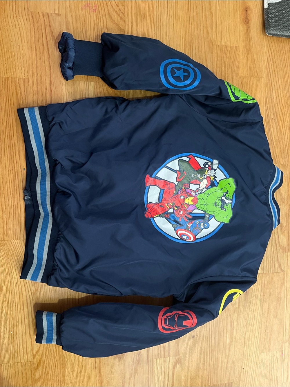 Boys Navy Avengers Bomber Jacket with Graphic
